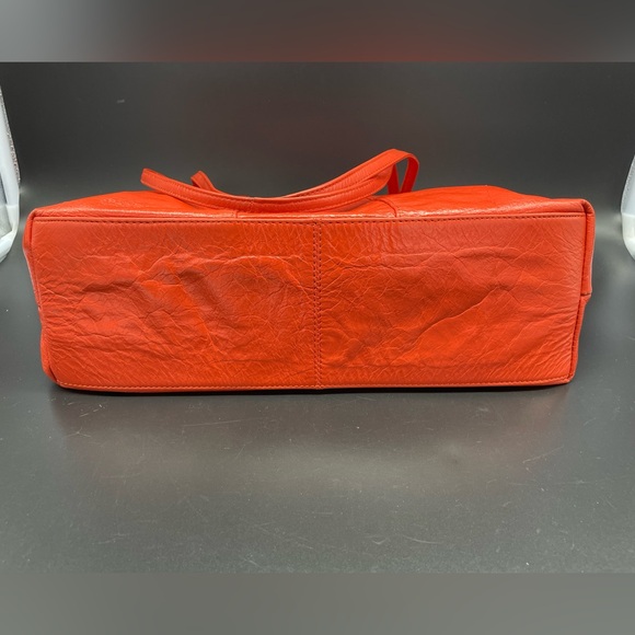 Latico NJ USA Vibrant Orange Leather Tote Shoulder Bag - Picture 6 of 13